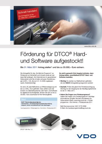 Förderung für DTCO® Hard- und Software ... - dtco.vdo.de - VDO