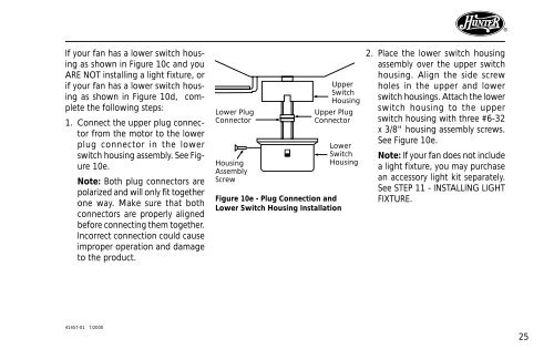 Installation and Operation Manual For Hunter Ceiling ... - Hunter Fan