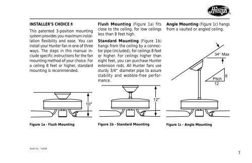 Installation and Operation Manual For Hunter Ceiling ... - Hunter Fan