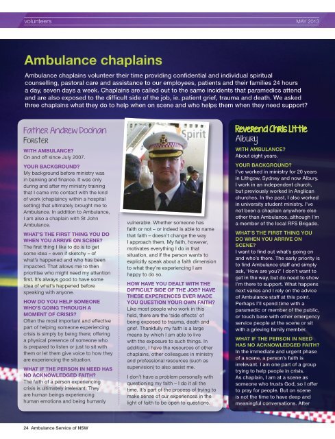 Ambulance chaplains - Ambulance Service of NSW