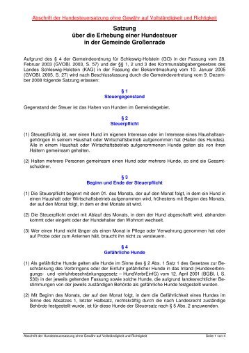 Hundesteuersatzung - Amt Burg - St. Michaelisdonn