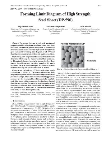 Forming Limit Diagram of High Strength Steel Sheet - MIT Publications