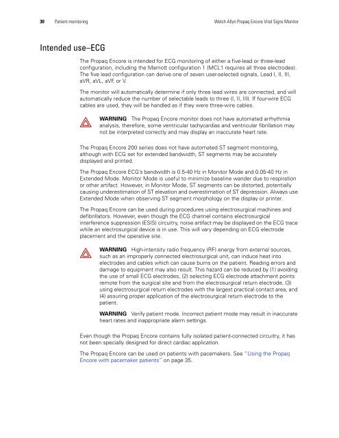 Reference Guide - Propaq Encore Vital Signs Monitor - Welch Allyn