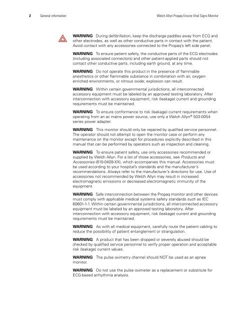 Reference Guide - Propaq Encore Vital Signs Monitor - Welch Allyn