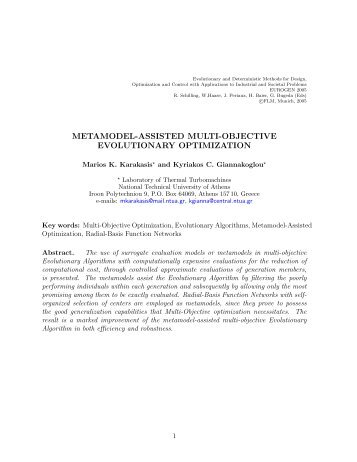 Metamodel-Assisted Multi-Objective Evolutionary Optimization