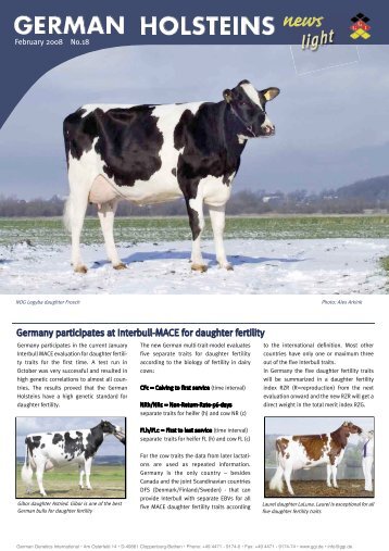 Germany participates at Interbull-MACE for  daughter fertility