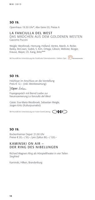 MAI / JUNI / JULI 2013 - Oper Frankfurt