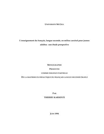 L'enseignement du franÃ§ais, langue seconde, en ... - Thierry Karsenti