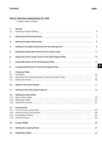 Part 3: Service Instructions Cl. 579 - Durkopp Adler AG