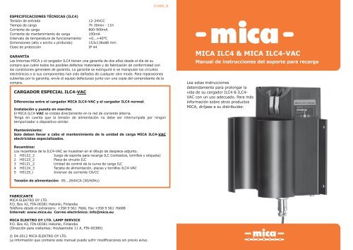 MICA ILC4 & MICA ILC4-VAC - Mica Elektro OY Ltd