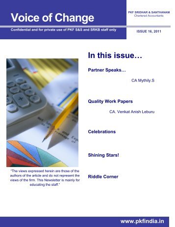 Newsletter Issue No 16-15th August 2011 - PKF Sridhar & Santhanam