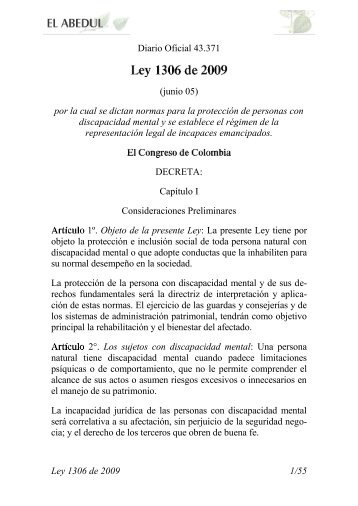 Ley 1306 de 2009 - RÃ©gimen de la representaciÃ³n ... - San Rafael