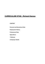 CURRICULUM VITAE : Richard Hanney - The University of Sydney