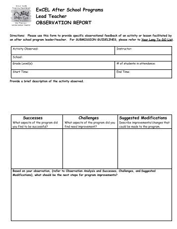 Observation Report - SFUSD School Health Programs