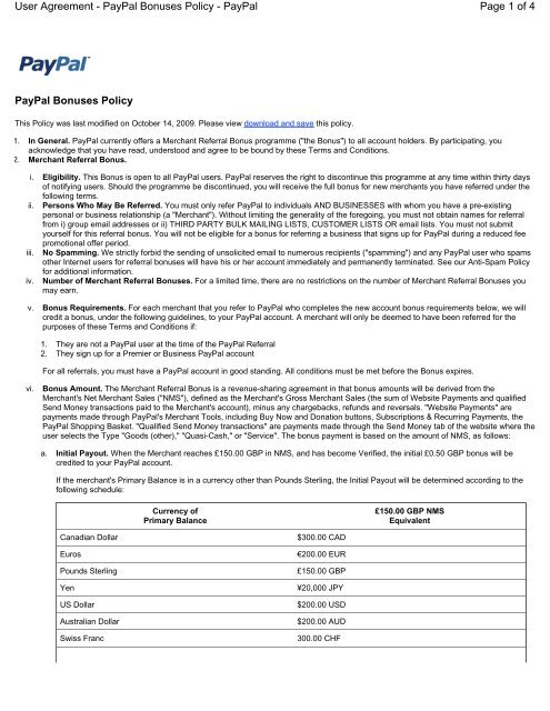 Bonus From Paypal