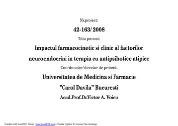 Impactul farmacocinetic si clinic al factorilor neuroendocrini in terapia