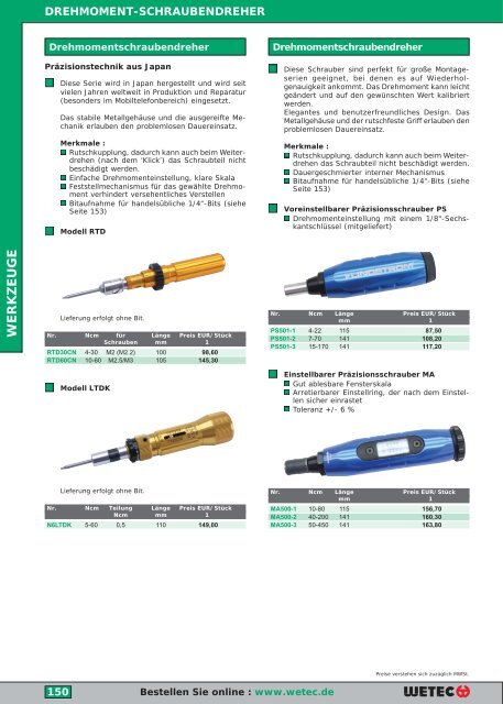 werkzeuge - Wetec