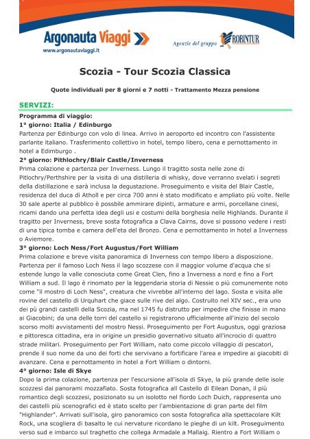 Scozia - Tour Scozia Classica - Robintur