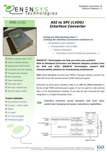 NN6-1131 ASI to SPI (LVDS) Interface Converter - Dveo.com