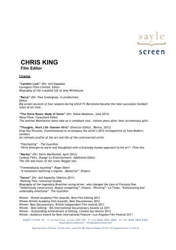 CHRIS KING - Sayle Screen