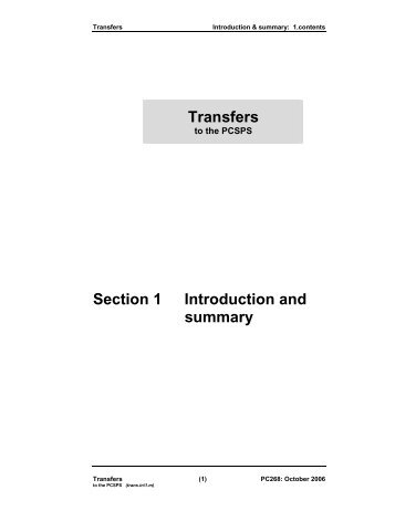 Transfers Section 1 Introduction and summary - The Civil Service