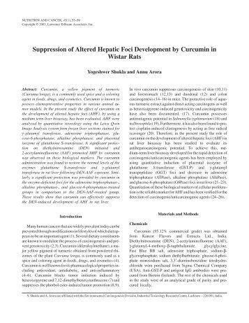 Suppression of Altered Hepatic Foci Development by Curcumin in ...