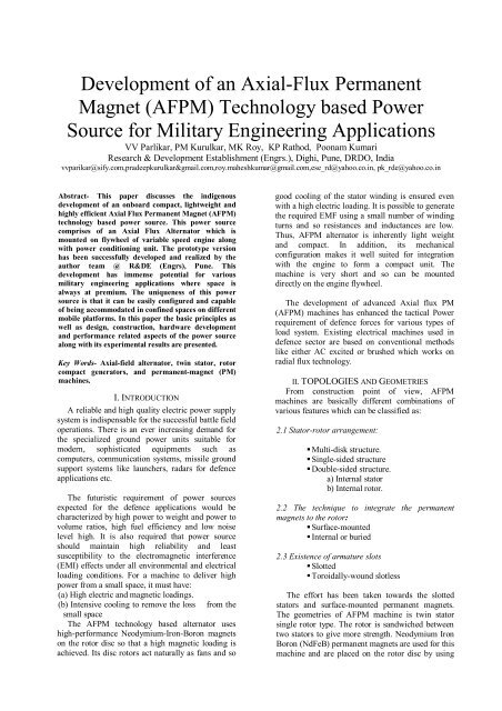 Development of an Axial-Flux Permanent Magnet (AFPM ... - Ijcns.com