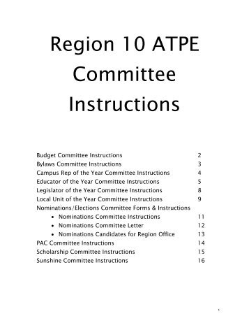 Region 10 ATPE Committee Instructions - Association of Texas ...