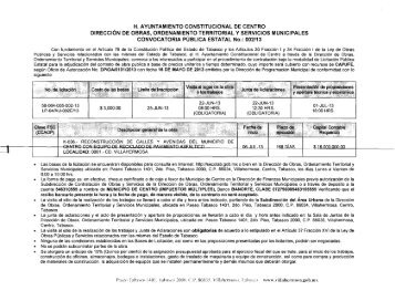 Convocatoria pÃºblica Estatal No. 0002/13 - H. Ayuntamiento de Centro