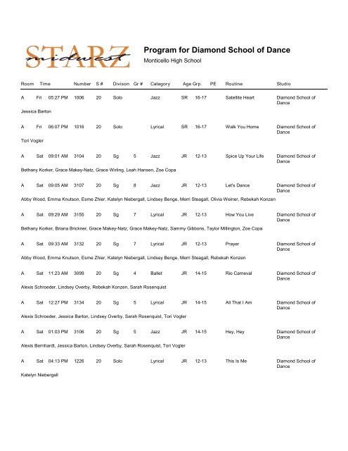 Program for - Midwest Starz