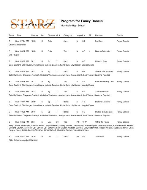 Program for - Midwest Starz