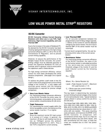 LOW VALUE POWER METAL STRIP RESISTORS - Vishay