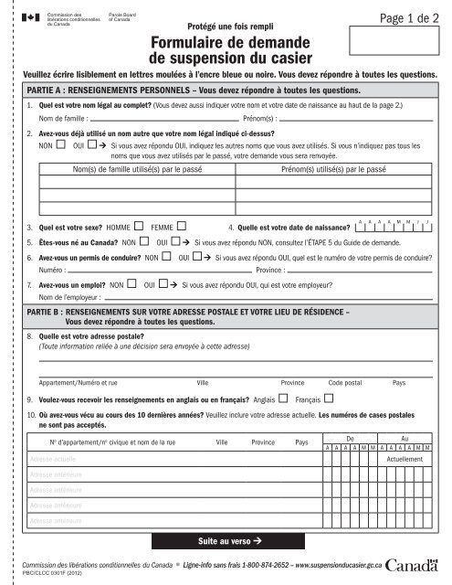 formulaire de demande de suspension du casier - Commission ...