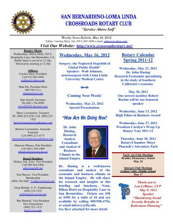 SAN BERNARDINO-LOMA LINDA CROSSROADS ROTARY CLUB