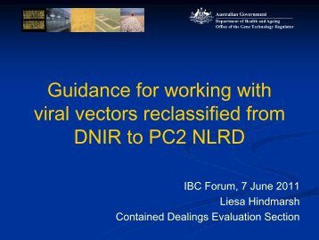 Guidance for working with viral vectors reclassified from DNIR to ...