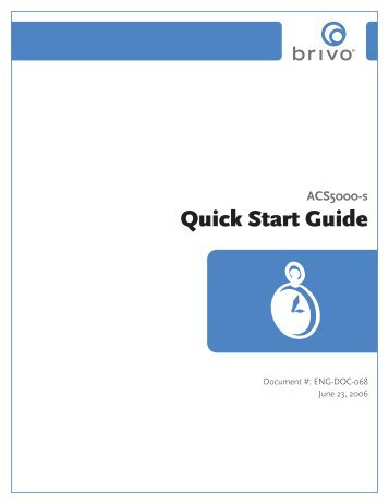 Welcome to the ACS5000-S Quick Start Guide - Brivo Systems