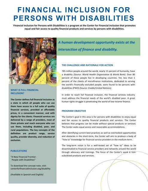 financial inclusion for persons with disabilities - Center for ...