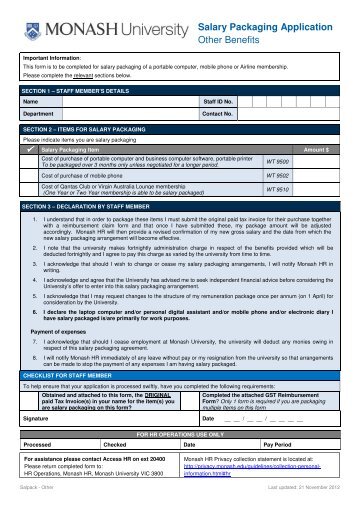 Salary Packaging Application Other Benefits - Adm.monash.edu ...