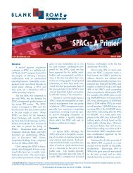 SPACs: A Primer - Blank Rome LLP