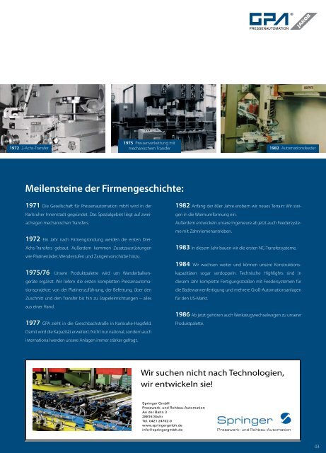 Meilensteine der Firmengeschichte - GPA-Jakob ...