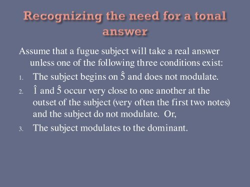 Understanding the Tonal Answer