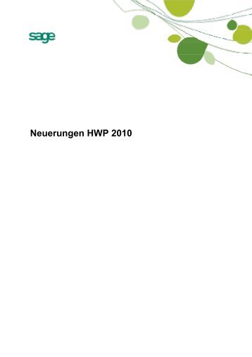 Neuerungen HWP 2010 - Sage HWP Software