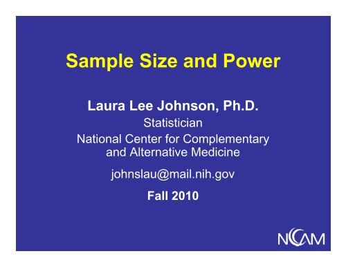 Sample Size and Power