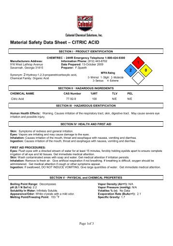 MSDS - Colonial Chemical Solutions