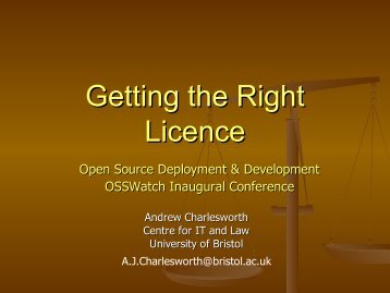Andrew Charlesworth, University of Bristol - OSS Watch