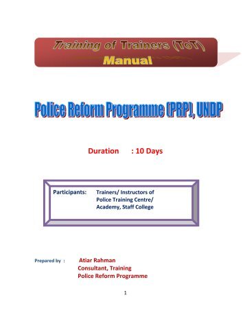 Training of Trainers Manual (English) - Police Reform Programme