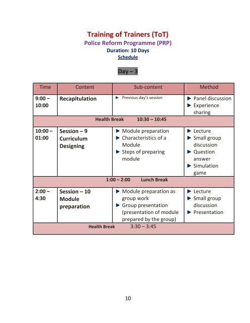 Training of Trainers Manual (English) - Police Reform Programme