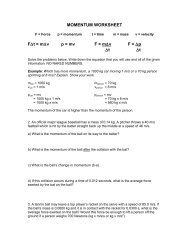 MOMENTUM WORKSHEET