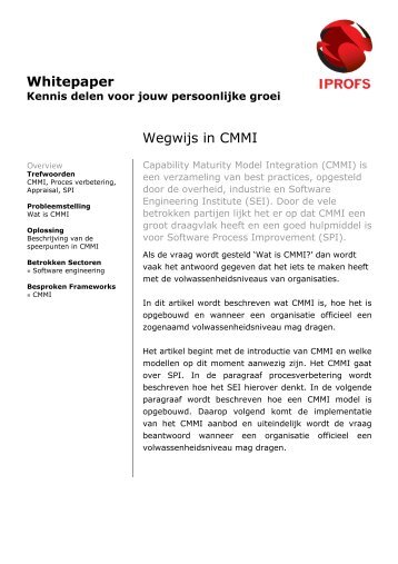 Whitepaper Wegwijs in CMMI - iPROFS