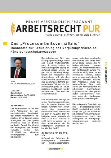 Das „Prozessarbeitsverhältnis“ - Ra-psp.de